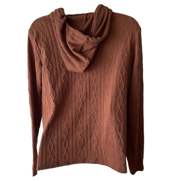 SHEIN Brown Cable Knit Raglan Sleeve Hoodie Small - Picture 7 of 15